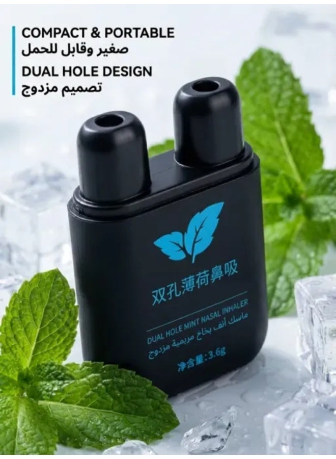 عصي استنشاق الأنف العطرية المحمولة 1 قطعة - منثول منعش قوي | تصميم ثنائي الفوهات بدون إضافات | يخفف من انسداد الأنف ويزيد من التركيز واليقظة | قابل لإعادة الاستخدام للقيادة والدراسة وتخفيف البرد - Image 3